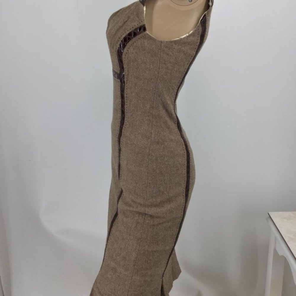 SOLD New Bebe wool and leather dress Mocha